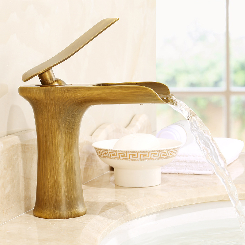 All copper single cold outdoor retro antifreeze faucet bathroom wash basin wash basin counter Basin hot and cold faucet