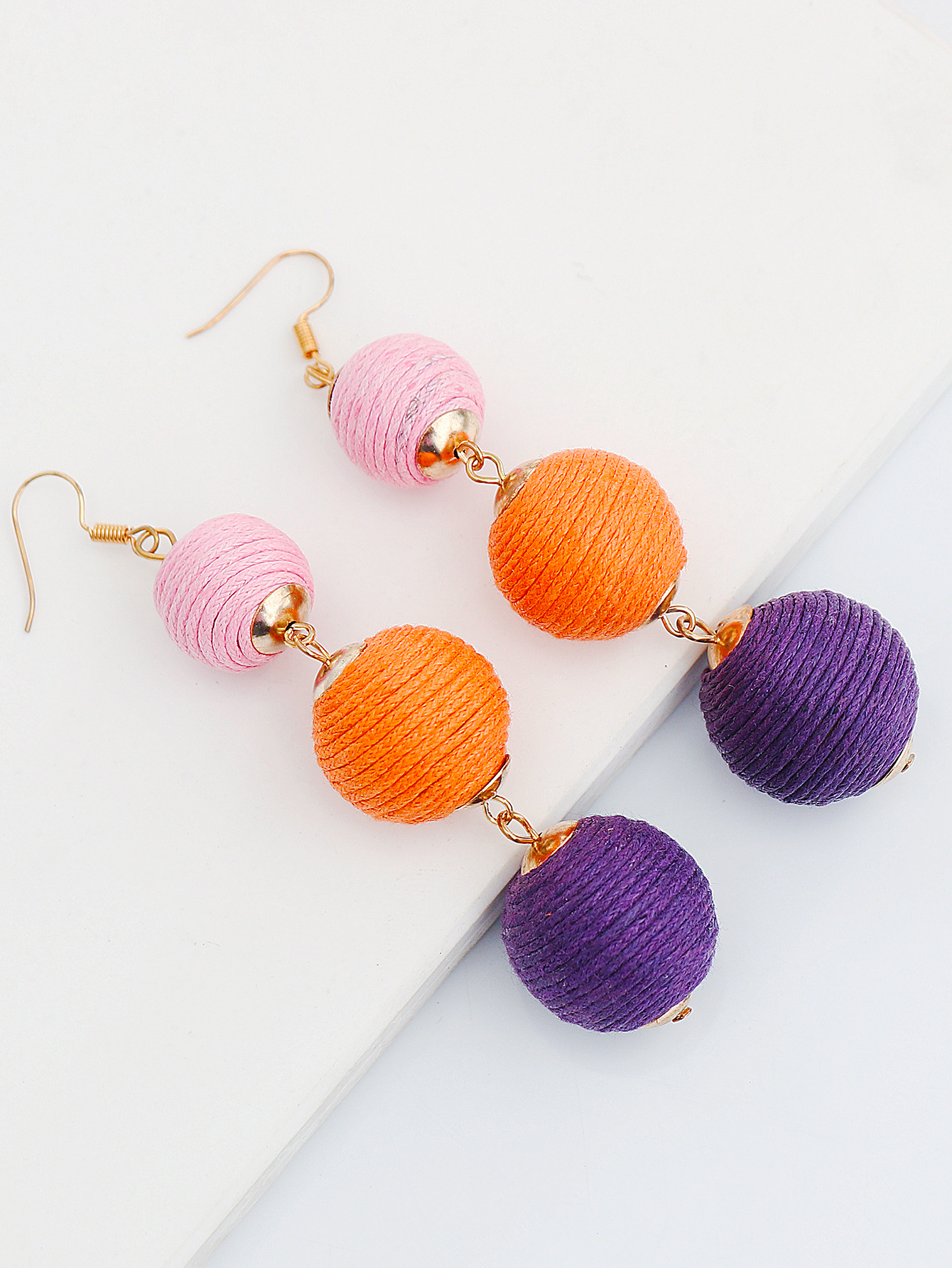 50006 New Cross-Border Bohemian Ethnic Earrings Winding Ball Earrings Wax Ball Earrings Factory Dire