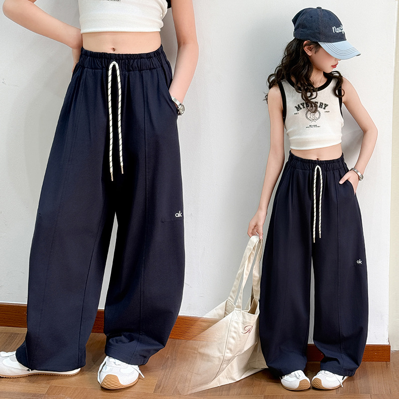 Girls Pants Summer Thin Sports Pants Unique Super Good-looking Machete Pants Junior High School Students Ice-feeling Wide-leg Pants Children's Trousers