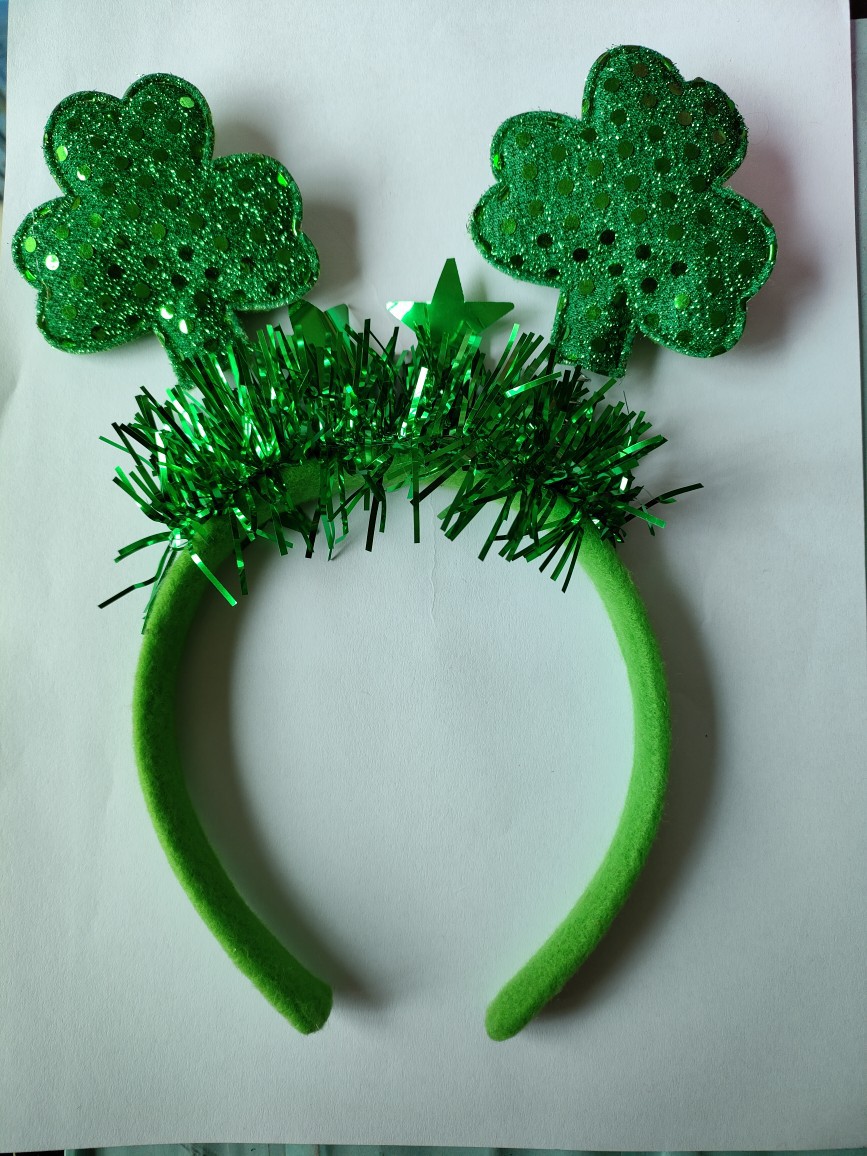 En stock irlandés Festival diadema St. Patrick trébol sombrero diadema cabeza hebilla lentejuelas arco diadema