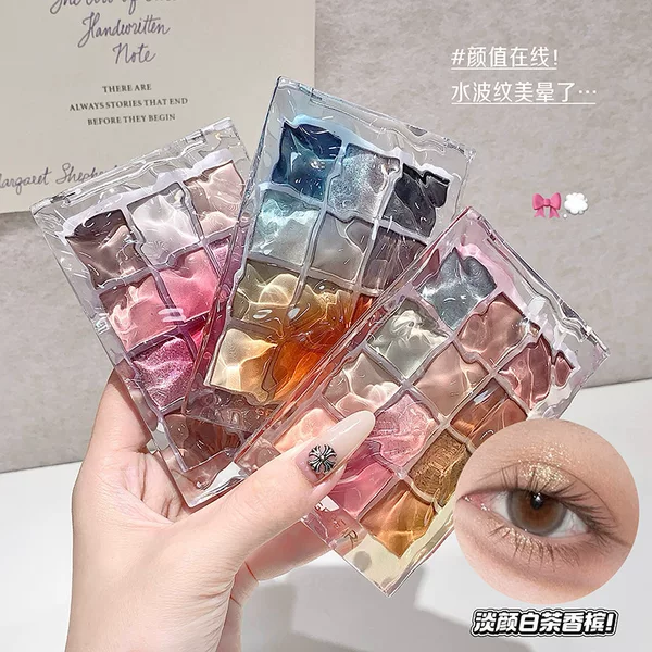 Gege Bear Water Wave Colorful Eye Shadow Palette Korean Makeup Twelve Colors Multi-Color Daily Matte Eye Shadow Makeup