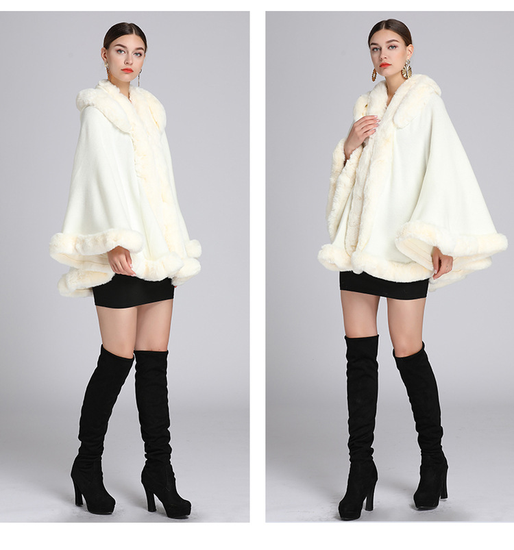 Wollkragen mit Kapuze Cape Cape Übergröße lockerer Capemantel Damen_voghion.com