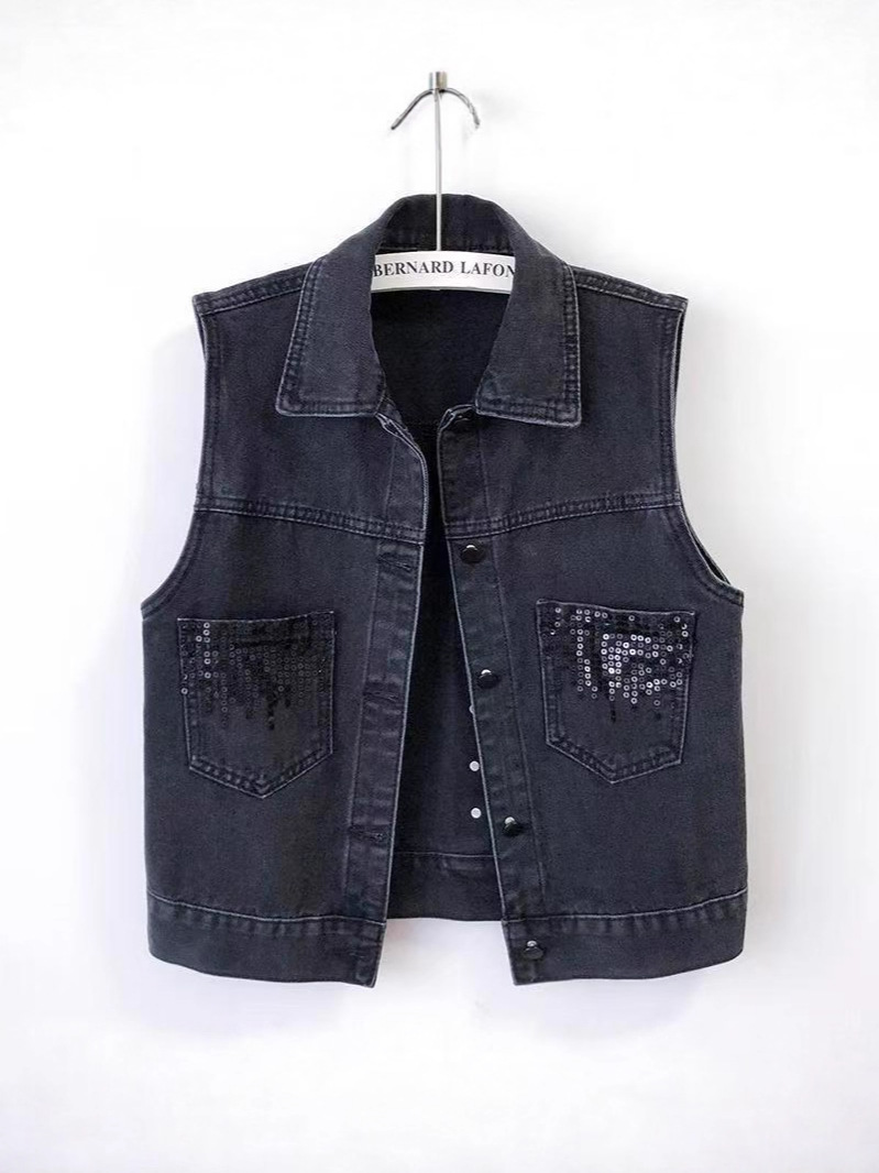 Chaleco de vaquero para mujeres 2025 primavera y otoño nuevo estilo suelto diseño versátil gran chaleco de hombro sin mangas chaqueta image 3