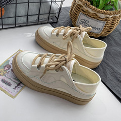 兩穿半拖帆布鞋女夏季款時尚小眾設計一腳蹬涼鞋厚底小白鞋L-2269