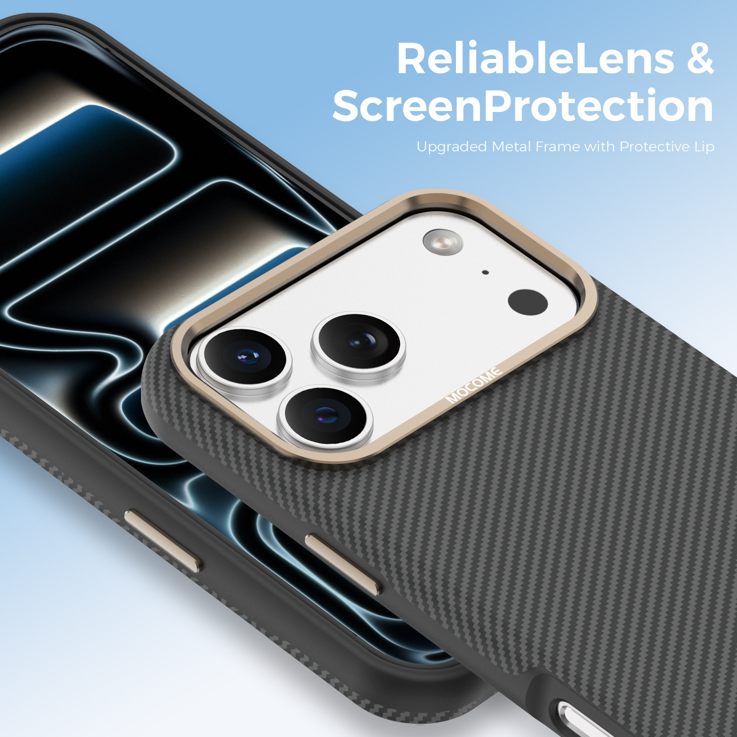 Ốp lưng iPhone chống sốc sợi Kevlar nam châm MagSafe vòng kim loại bảo vệ camera — Cam, Đen, Xám, Xanh đậm chi tiết 24