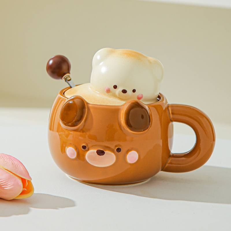Regalo de cumpleaños para chicas adorables osos tazas de café de agua de alto valor de cerámica regalo de mano