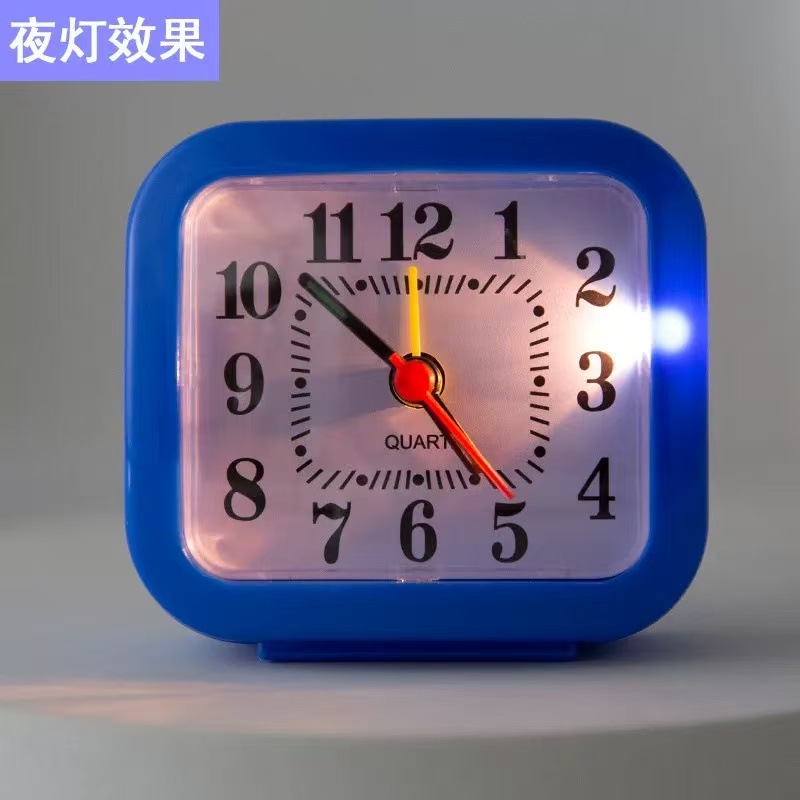 사각형 작은 알람 어린이 학생 심플한 스타일 알람 기상 신기 야등 탁상 시계 비정음