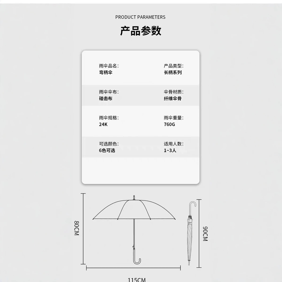 Waterproof umbrella, handle, custom-made, with your logo imprint 4