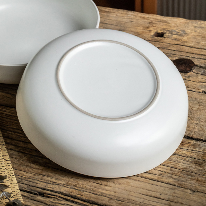 Cuencos de cerámica de 8 pulgadas cuencos de ensalada blancos simples cuencos de platos profundos matos