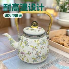 外贸加厚珐琅搪瓷壶冷热水壶茶壶泡茶壶饭店咖啡壶带漏网烧水壶