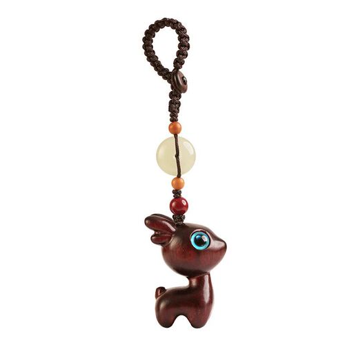 Cartoon key pendant cute sandalwood internet celebrity Yulu Ping An boys and girls car keychain couple gift pendant