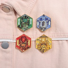 個性精美高級感復古風油畫系列徽章創意幾何形JK裙子固定百搭胸針