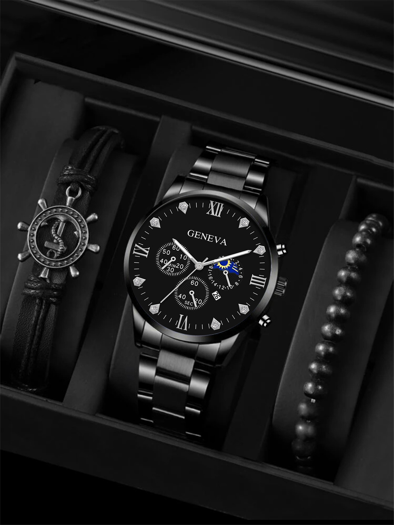 Suministro directo de fábrica, nuevo reloj de cuarzo para hombre 2025, moderno, versátil y elegante, conjunto de reloj y pulsera para hombre