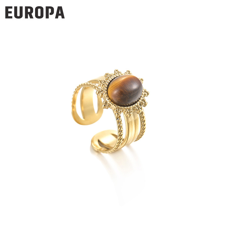Festival Occasion 304 Stainless Steel Material Geometric Pattern Women'S Gender Plating Design 304 Stainless Steel 14K Gold Plated Fashion Plating Geometric Tiger Eye
