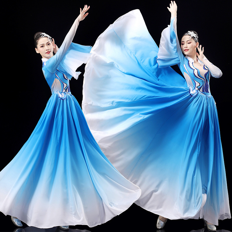 开场舞大摆裙演出服女中国风绽放舞蹈服装大气现代舞台歌伴舞长裙