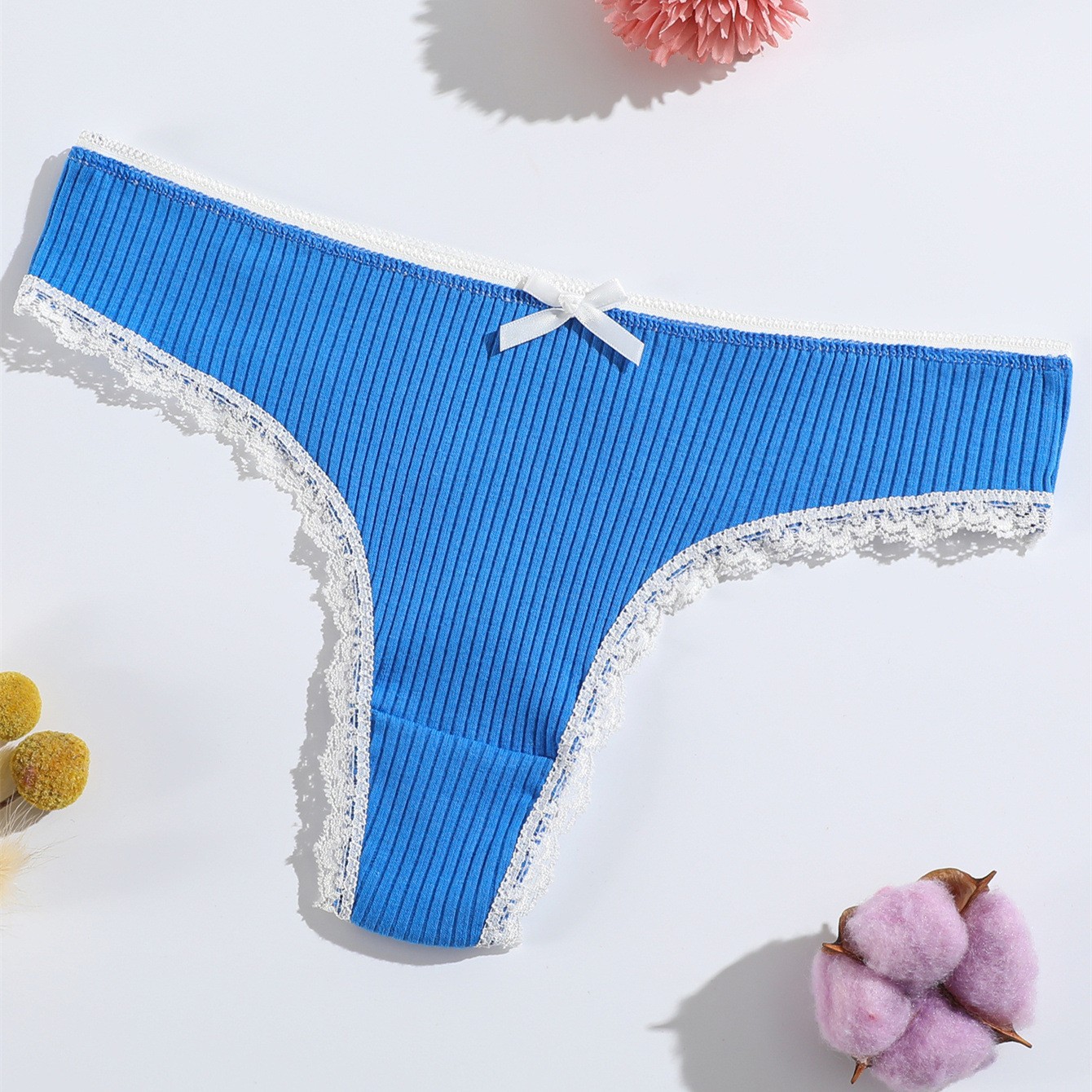 Nueva ropa interior en forma de tanga para niñas tanga de hilo de encaje para mujer pantalones en T de algodón transpirable de cintura baja para mujer al por mayor