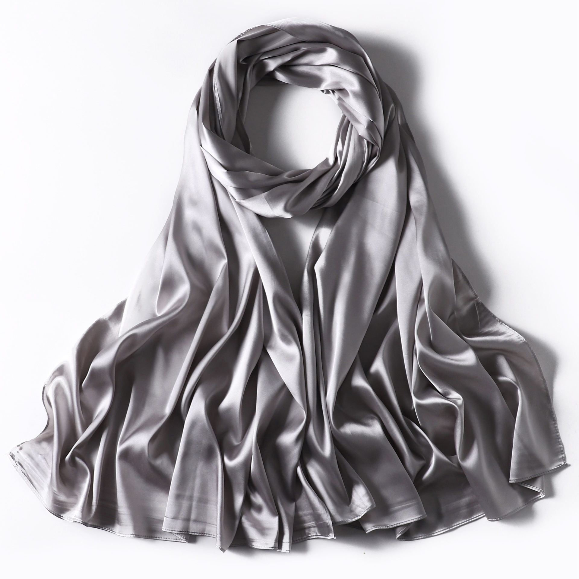 Solid Satin I mitation Lange Indonesische Monochrome Parel Kleur Ding Bag Hoofddoek Cover Vrouwen Zijden Sjaal_voghion.com