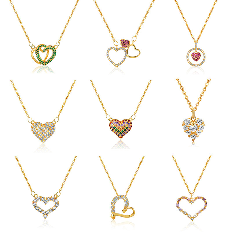 8g Weight Casual Simple Style Heart Shape Rhinestones Alloy Copper Wholesale Pendant Necklace