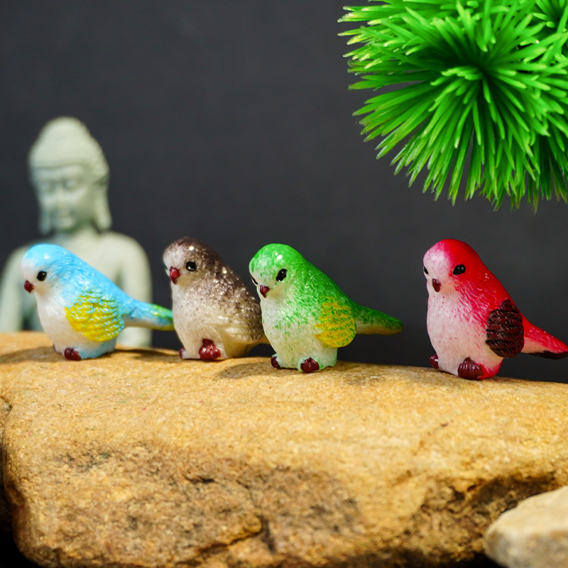 Jardinería, plantas, animales, resina, artesanías, musgo, micropaisaje, accesorios carnosos, lindos adornos de aves de dibujos animados