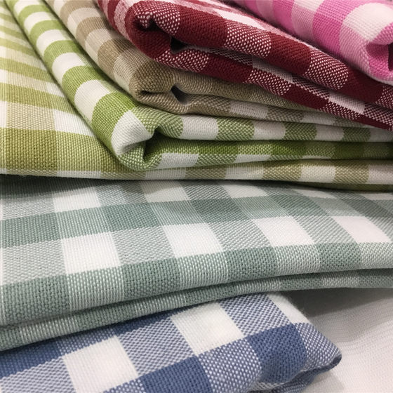 Factory direct supply yarn-dyed cotton and linen plaid table cushion pillow chair sofa fabric spot