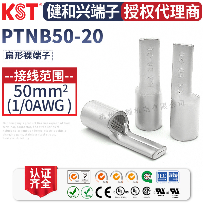 KST健和兴PTNB50-20扁针型裸端子德标DIN46230插针UL CE RoHS认证