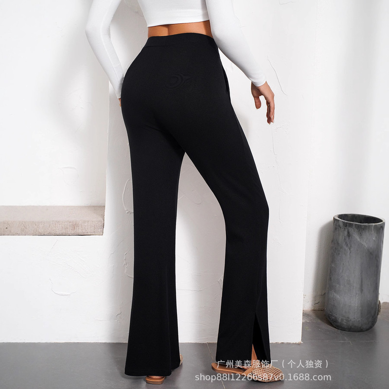 Amazon Spring and Summer European and American Style Women's Solid Color Elastic High-Waisted Slimming Long Pants Yoga Sports Flared Casual Pants Amazon Spring and Summer European and American Style Women's Solid Color Elastic High-Waisted Slimming Long Pants Yoga Sports Flared Casual Pants