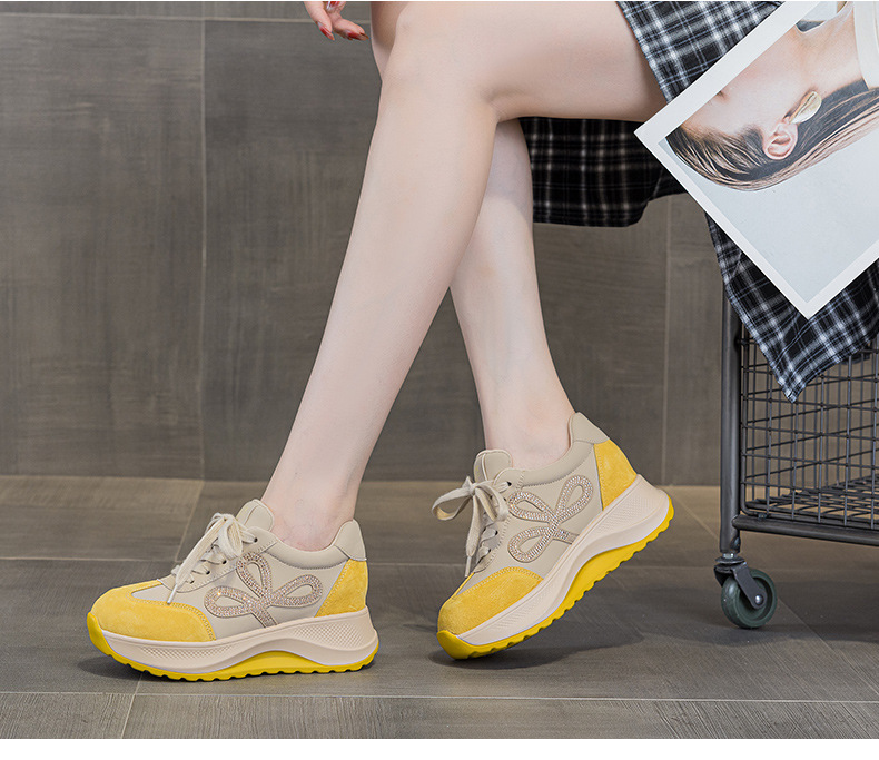 Giày sneaker nữ đế dày phong cách Đức da thật phối màu thời trang tăng chiều cao — M2922 màu vàng, M 2922m màu chi tiết 19