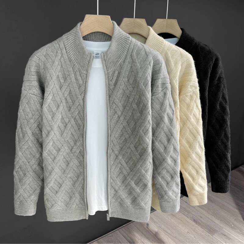 Clearance Sale ~ Discounted Autumn/Winter Warm Knit Cardigan Versatile Sweater Solid Color Men's Casual Jacket Trend