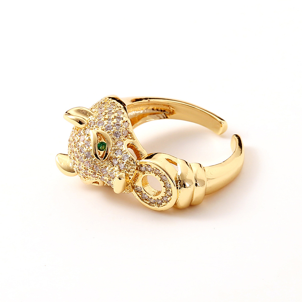 Hiphop new leopard copperplated real gold tail ringpicture4
