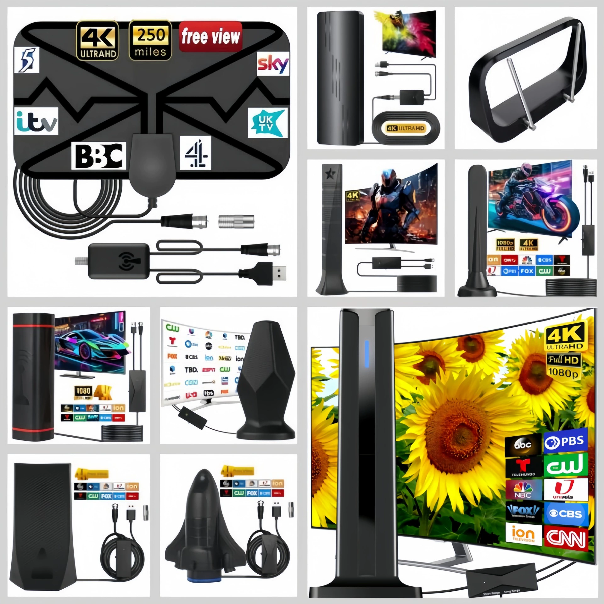 Волновая картина трансграничная HDTV цифровая телевизионная антенна Amazon 4K ТВ антенна ATSC Крытая наружная антенна