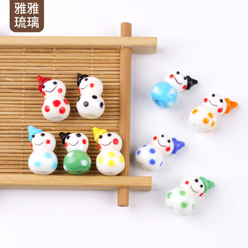 独角雪人带帽直孔琉璃珠奶牛点点diy手工串珠手链项链耳饰材料