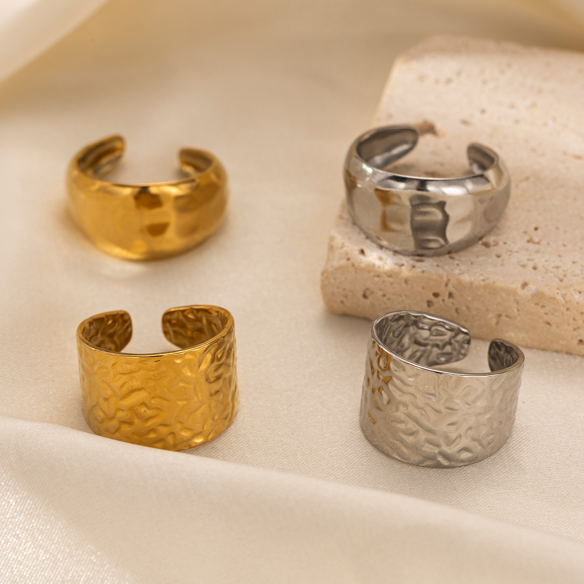 Anillo de acero inoxidable de venta caliente transfronteriza TENA nicho de alto nivel de sensación universal anillo de acero galvanizado joyas de mano de mujeres europeas y estadounidenses