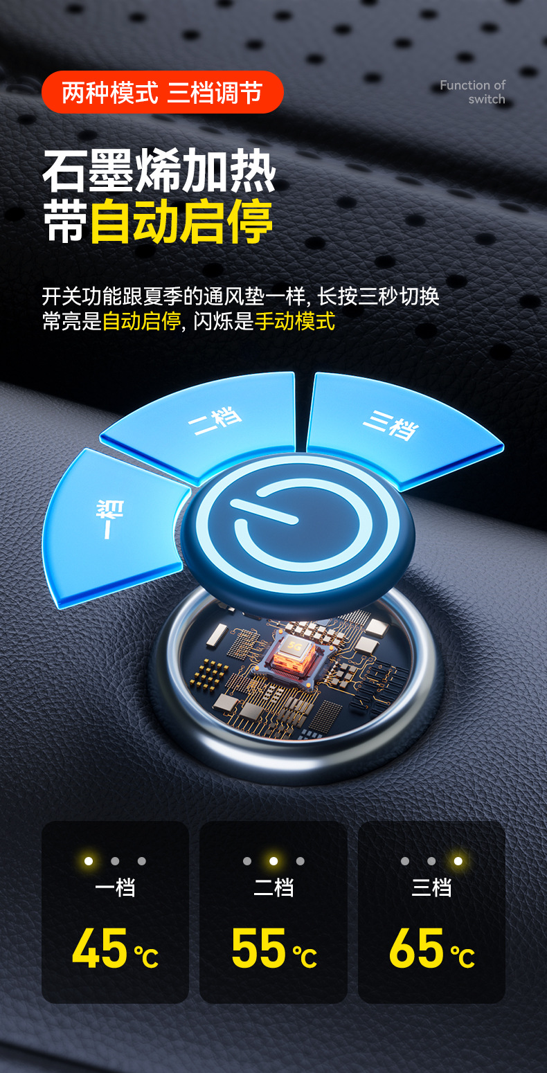 Graphene Car Seat Cushion for Winter, 12V Electric Heating, Warm Car Seat Cushion, Quick Heating, Automatic Start and Stop Parking Cushion