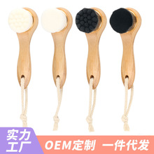 跨境木柄洗脸刷竹木刷圆刷尼龙刷头洗脸刷木柄洗脸刷环保清洁
