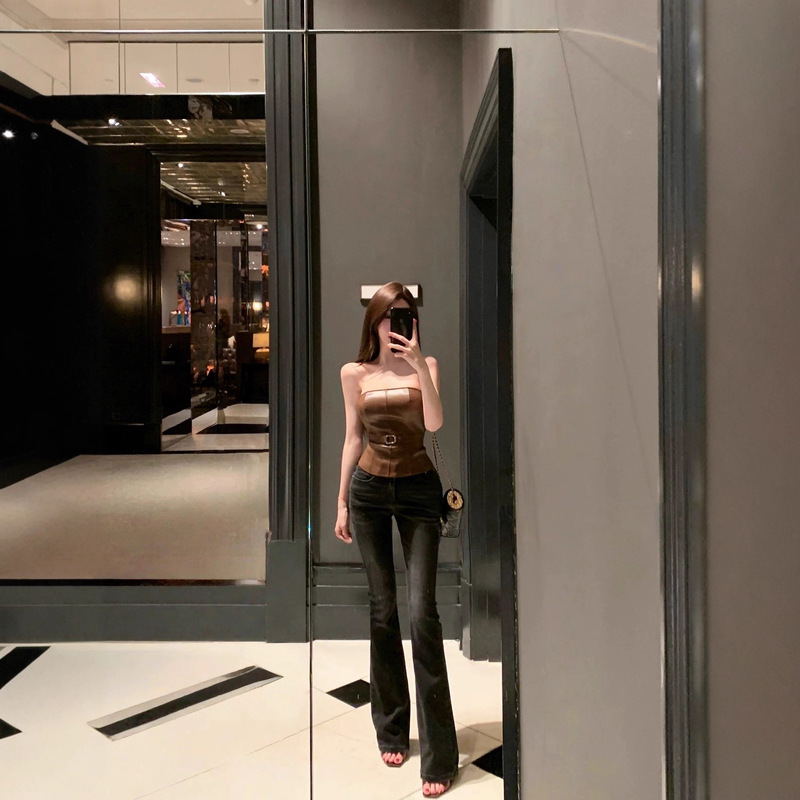 Chill Qiao'Er's Quirky Comic-Leg Autumn and Winter Retro Washed Versatile Slimming Flared Jeans Floor-Length Bootcut Pants