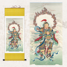 韦驮菩萨挂画韦陀护法尊天神人物画寺庙佛堂供奉新中式卷轴装饰画