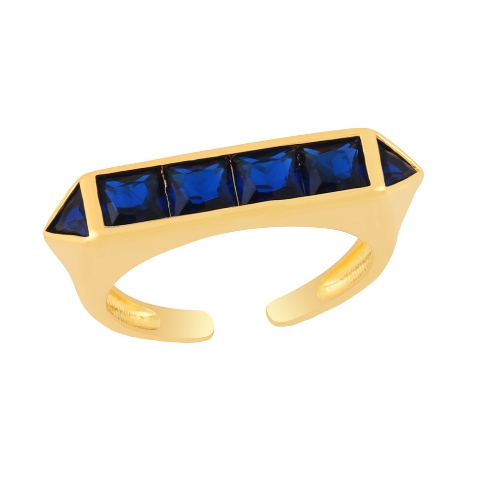 retro niche micro-inlaid zircon opening ring high sense geometric tail ring