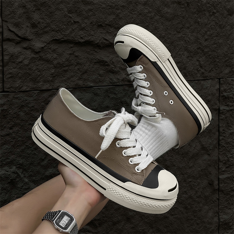 Open Smile Canvas Shoes 2025 Shoes Men's Casual Shoes Fashion Classic New Low-Top Student Sneakers Moral Training Men's Shoes