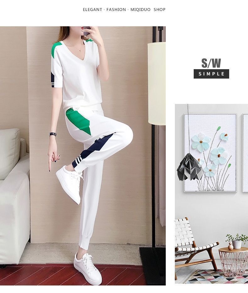Women's Casual Sports Suit Set Short Sleeved Cropped Pants Fashionable And Stylish Two Piece Set Summer Style 2026 Popular New_ecoleips.com