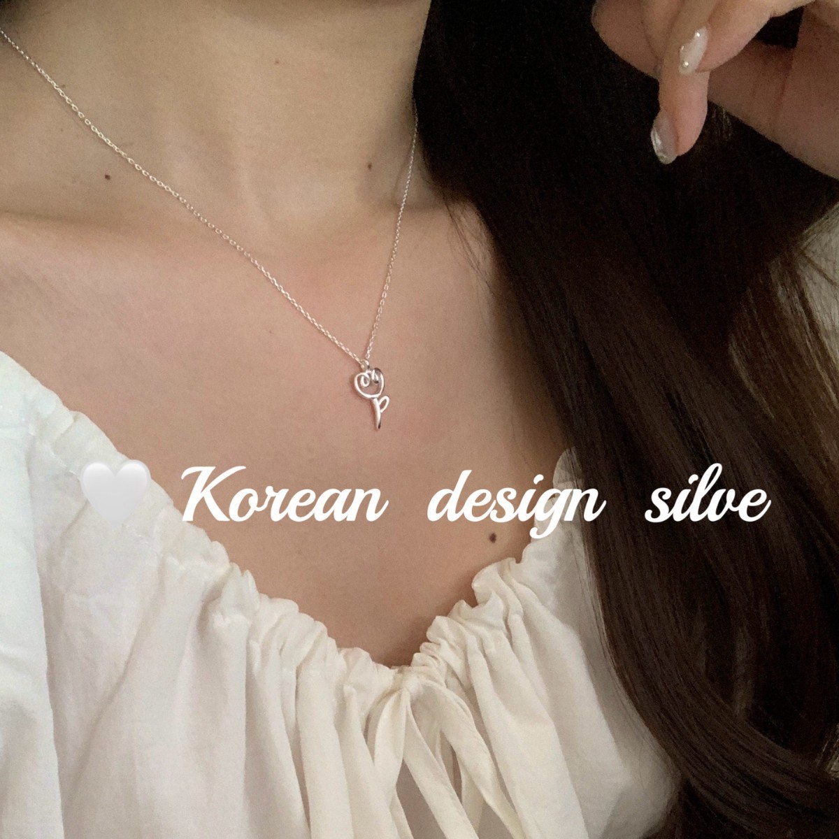 韓版2025新款小眾設計飾品 S925純銀卷卷愛心小花項鍊 疊戴高級感