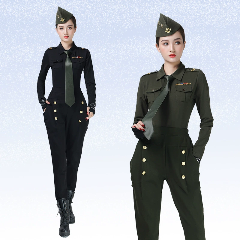 Jitterbug костюм новый с длинным рукавом лацкан армейский зеленый черный Eauteur квадратный танцевальный костюм матросский танцевальный Топ женский
