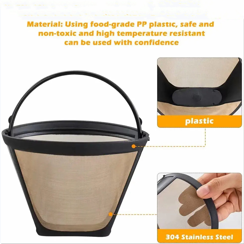 Filtro de café cónico Cuisinart #4 Filtro de reemplazo permanente con malla de acero inoxidable deliciosa comida