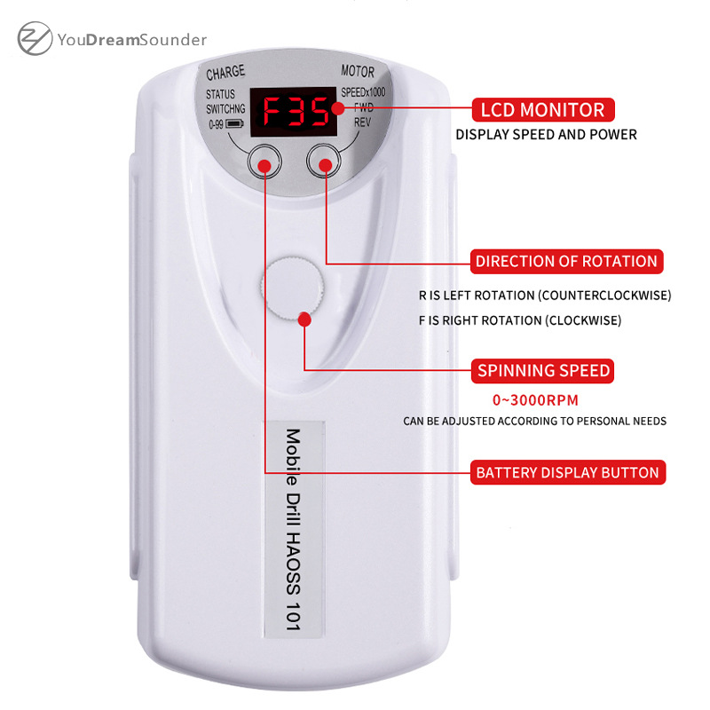 Haining removedor de uñas especial pantalla LCD de almacenamiento de energía portátil exfoliante removedor de uñas máquina de manicura máquina de pulido de uñas
