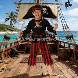 跨境万圣节大胆的海盗男孩服装cos角色扮演表演服装