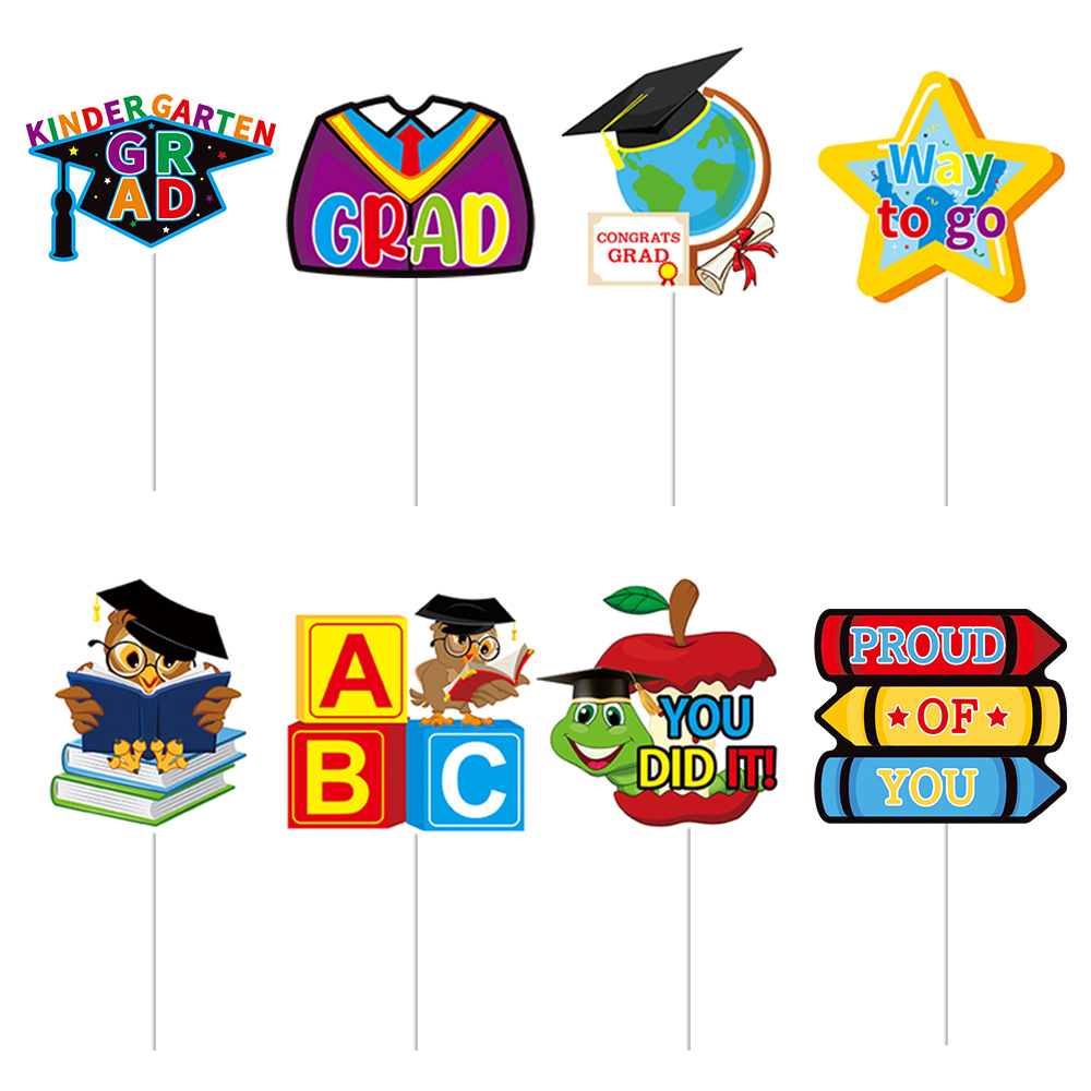 2024 nueva temporada de graduación de jardín de infantes decoración de fiesta Tarjeta de pastel de inserción ceremonia de graduación taza de papel pastel plug-in