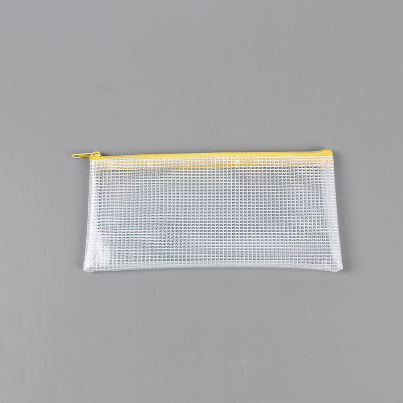 Bolsa de archivo de tela de malla de PVC japonés cremallera caja de lápiz transparente bolsa de almacenamiento bolsa personalizable LOGO