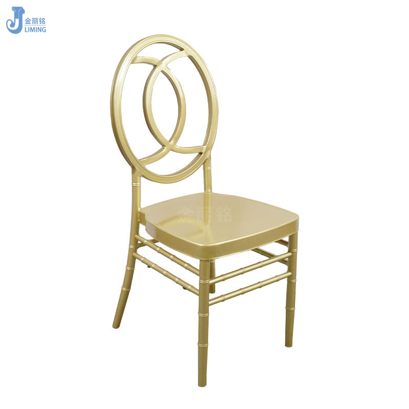 Suministro directo de fábrica Hotel Silla de comedor de metal Silla de boda de estilo europeo silla trasera redonda Silla de bambú Silla de boda al aire libre