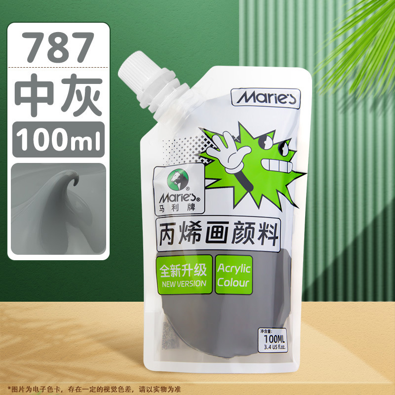 Pintura acrílica Marley en bolsa, paquete de recarga de 100 ml, juego de acrílico sin formaldehído para estudiantes de arte, graffiti, resistente al agua