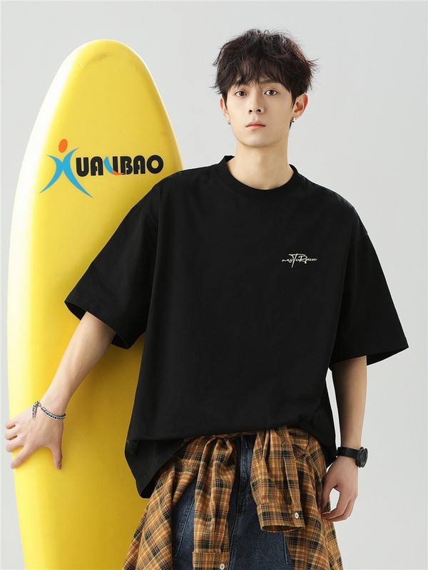 アメリカンレタープリント純綿半袖Tシャツメンズ夏新作Tシャツ日本製ゆったりトレンドブランドカップル半袖q|undefined
