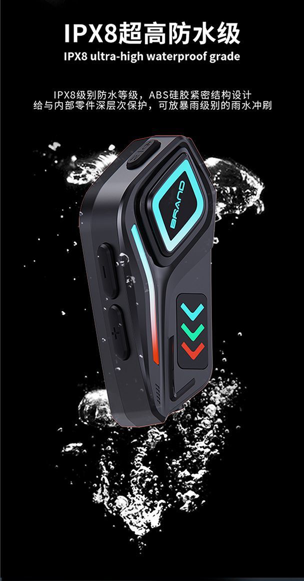 Helmet Bluetooth Headset with Ultra-Long Battery Life, Dual-Ear Panoramic Stereo Sound, Built-In Flashlight, Hifi Ambient Lighting K07